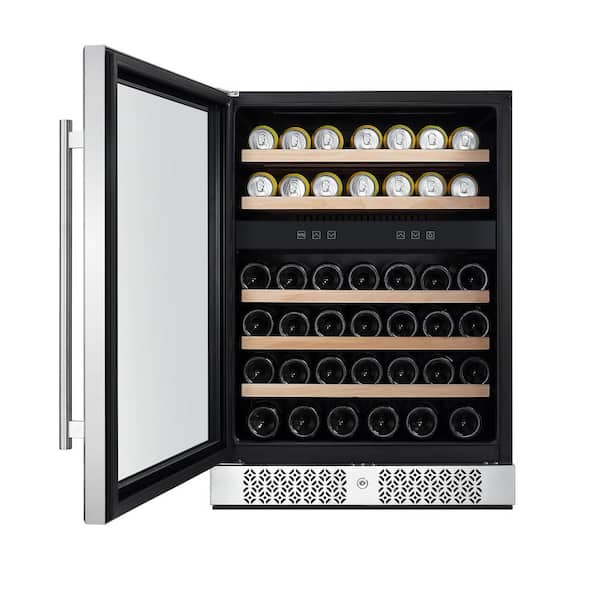 Empava 24 in. Dual Zone 46-Bottle Free Standing Wine Cooler in Stainless Steel