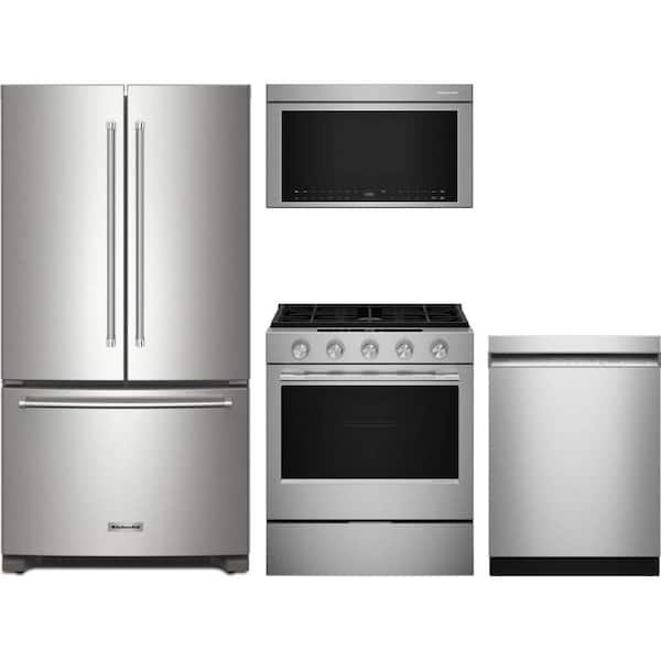 20 cu. ft. Counter Depth Refrigerator with 5 Element Slide-In Gas Range and Dishwasher with 40+ Total Wash Jets