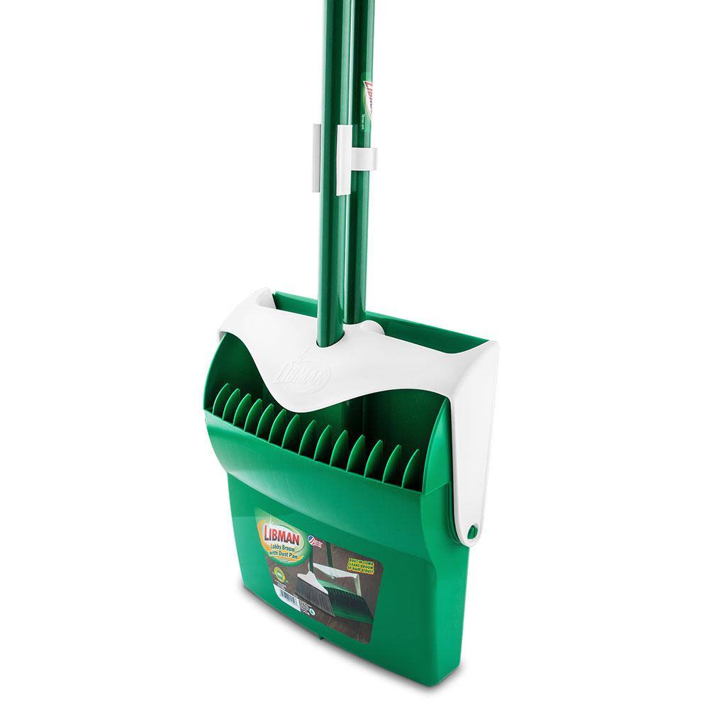 12-Inch Green Steel Upright Broom and Dustpan Set (2-Pack)