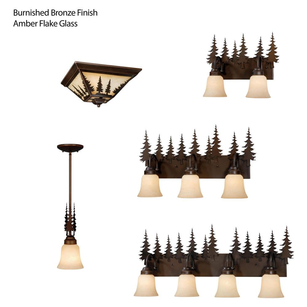 Rustic Burnished Bronze 3-Light Tree Vanity Fixture