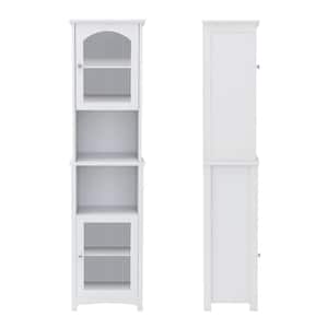 15.75 in. W x 11.8 in. D x 62.2 in. H White Modern Style Bathroom Freestanding Storage Linen Cabinet