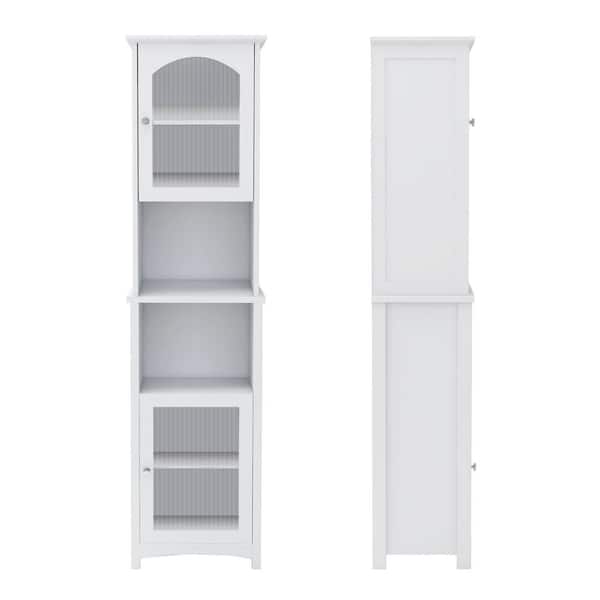 Unbranded 15.75 in. W x 11.8 in. D x 62.2 in. H White Modern Style Bathroom Freestanding Storage Linen Cabinet