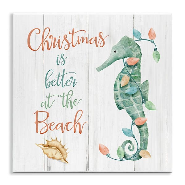 Stupell Industries Christmas Better At Beach by Deane Beesley 1-Piece Unframed Graphic Print Animal Poster Art Print 12 in. x 12 in.