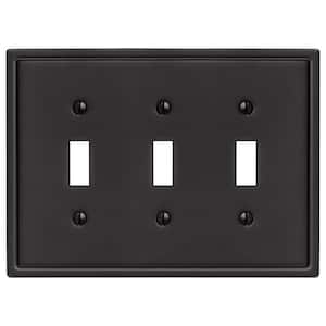 Sinclair Insulated 3-Gang Matte Black Toggle Stamped Steel Wall Plate