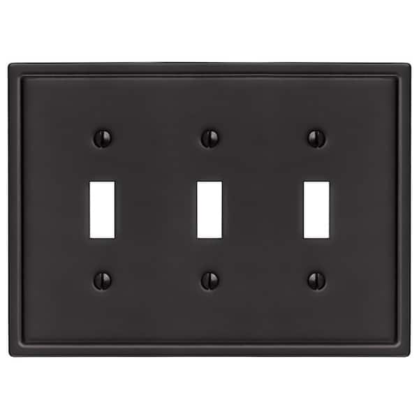 Sinclair Insulated 3-Gang Matte Black Toggle Stamped Steel Wall Plate