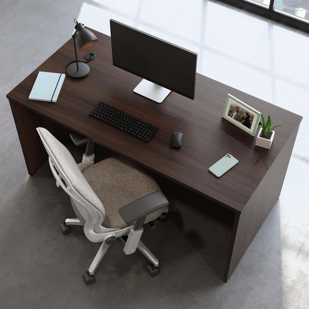 Noble Elm 60" Wood Desk with Power Outlet
