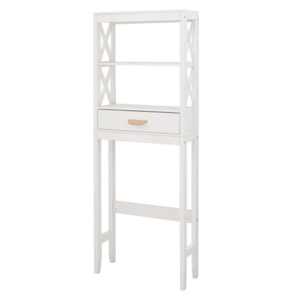 24 in. W x 7.9 in. D x 65 in. H White MDF Over-The-Toilet Storage Linen Cab