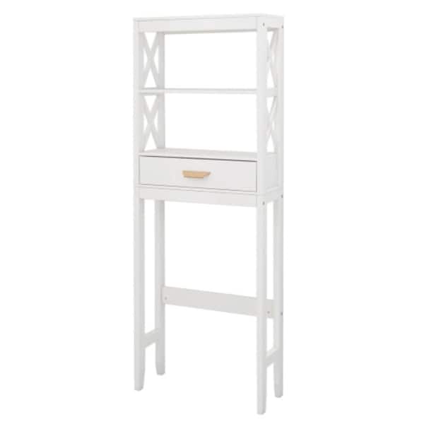 Sanlan 24 in. W x 7.9 in. D x 65 in. H White MDF Over-The-Toilet Storage Linen Cabinet