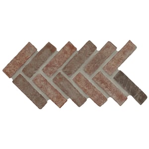 Noble Red Clay 12.5 in. x 25.5 in. Brick Herringbone Mosaic Floor and Wall Tile (8.7 sq. ft./Case)