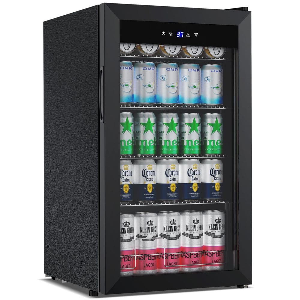TITTLA 17.5 in. 130 Plus Cans Beverage Cooler Single Zone Adjustable Interior Space Portable Beverage Refrigerator in Black