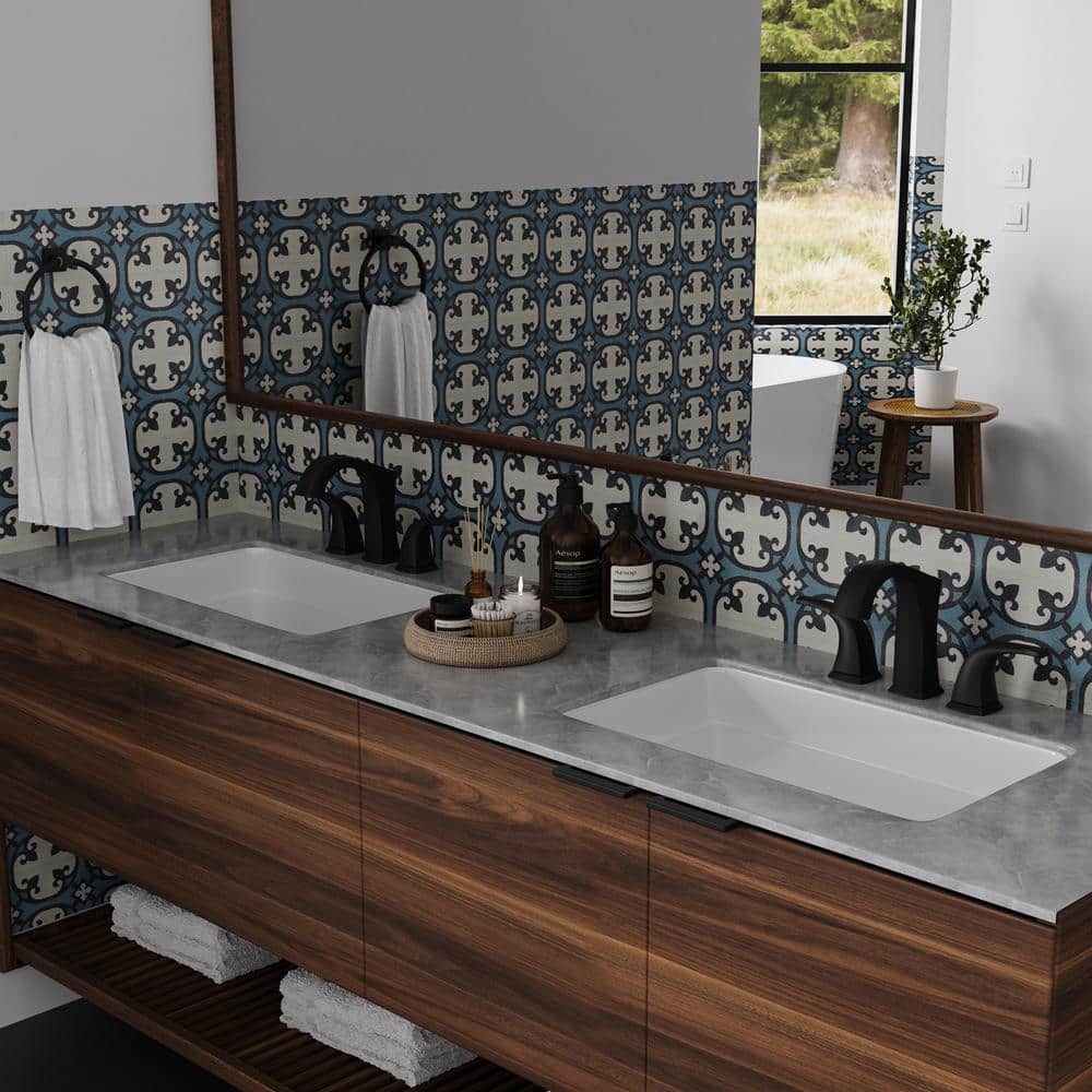 Matte Black Widespread Double Handle Bathroom Faucet Set