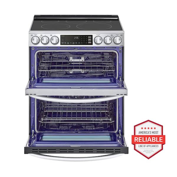 7.3 cu. ft. Smart Double Oven Slide-In Electric Range with ProBake and InstaView in PrintProof Stainless Steel