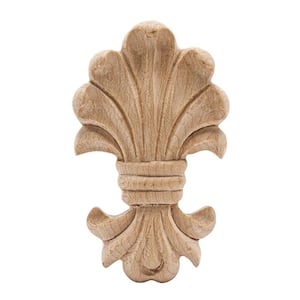 1/2 in. x 2 in. x 3-1/4 in. Unfinished Hand Carved American Hard Maple Wood Acanthus Applique & Onlay Moulding (3-Pack)