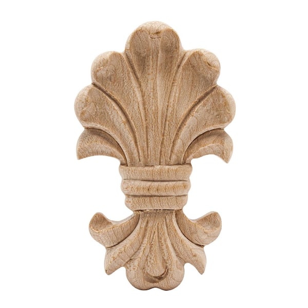 American Pro Decor 1/2 in. x 2 in. x 3-1/4 in. Unfinished Hand Carved American Hard Maple Wood Acanthus Applique & Onlay Moulding (3-Pack)