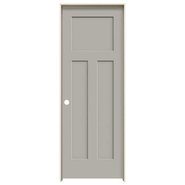 JELD-WEN 28 in. x 80 in. Craftsman Vanilla Painted Right-Hand Smooth Solid Core Molded Composite MDF Single Prehung Interior Door