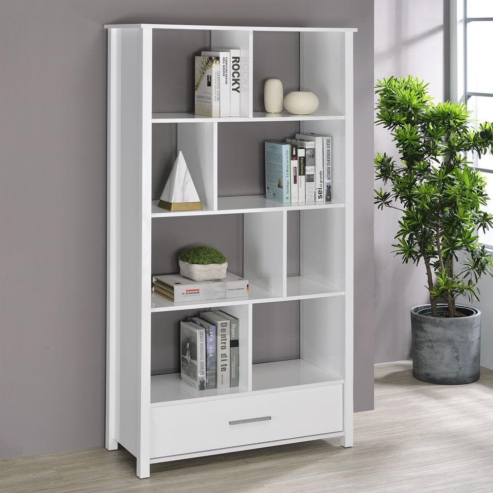 Coaster Dylan 35.5 in. Wide High Gloss White Rectangular 8 Coaster Dylan 35.5 in. Wide High Gloss White Rectangular 8