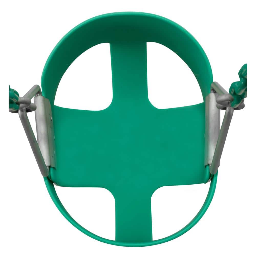 Green High Back Full Bucket Baby Swing with Vinyl Coated Chain