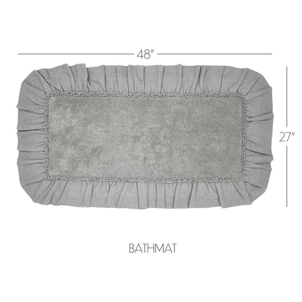 Dove Grey Cotton Burlap Ruffled Bathmat 27x48