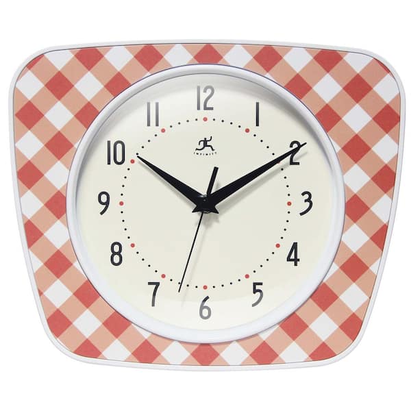 Plaid Trapezium Red Wall Clock, 9.25 in. x 10.875 in.