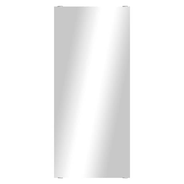 Unbranded Modern Rustic (64in. W x 30.5in. H) Frameless Rectangular Wall Mirror with Chrome Square Clips
