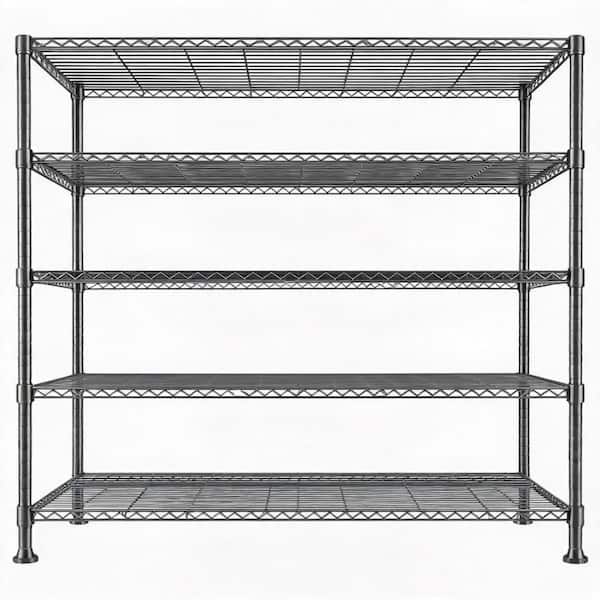 Heavy‑Duty 5‑Tier Wire Storage Shelving,45.5"W×17.7"D×71"H,1000‑lb for Garage Kitchen Pantry Laundry