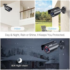 4-In-1 Wired 1080P FHD Outdoor Home Security Camera Compatible with TVI/AHD/CVI Analog DVR, 80 ft. Night Vision