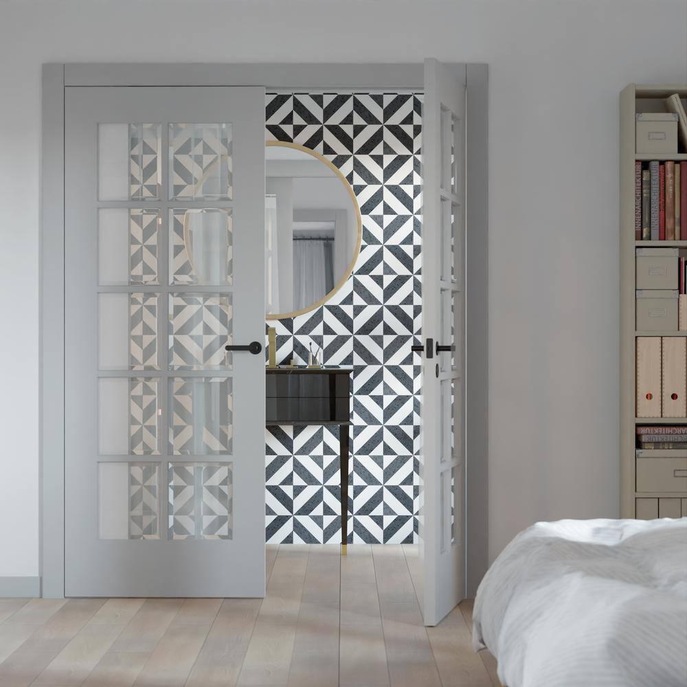Pepper Black and White Polished Marble Mosaic Tile