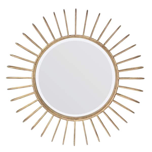 Stonebriar Collection 24in x 24in Glam Round Gold Sunburst Metal Framed Accent Mirror