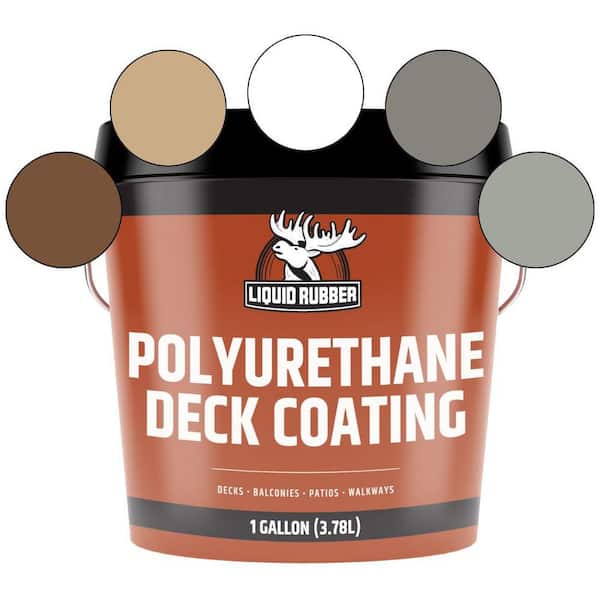 LIQUID RUBBER Polyurethane Deck Coating 1 Gal. 10x Stronger than Paint - Sealant for Pool Decks, Patios, Porches-Smooth Saddle Brown