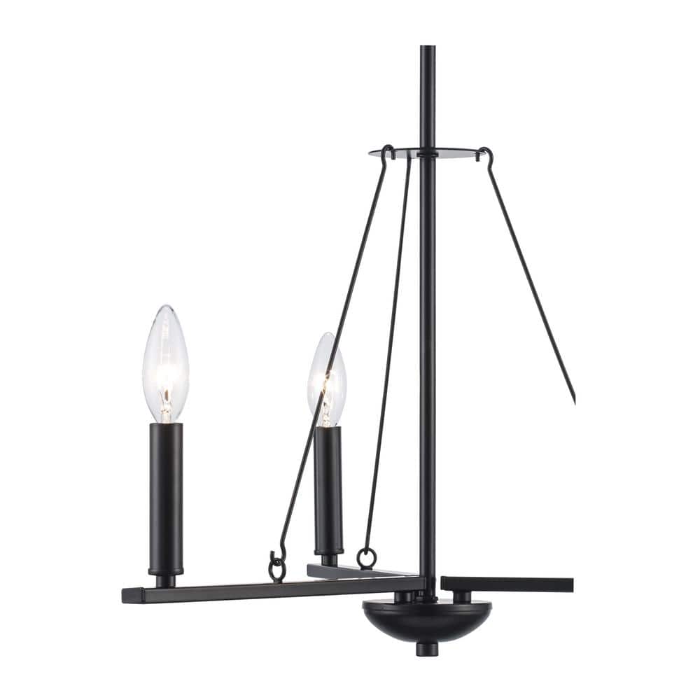 Black Metal 3-Light Candle Chandelier with Adjustable Height