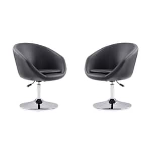 Hopper Black and Polished Chrome Faux Leather Adjustable Height Accent Chair (Set of 2)