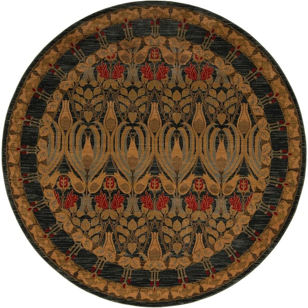 Unique Loom Edinburgh Carnation Blue 8' 0 x 8' 0 Round Rug