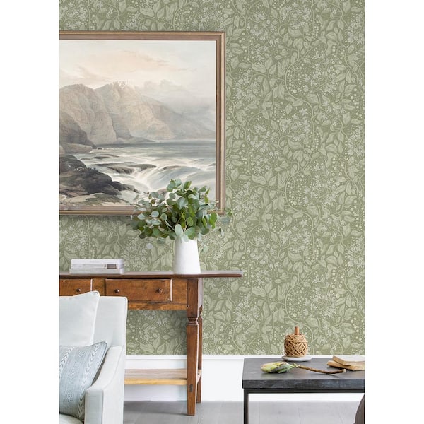 Turi Moss Twining Vines Non-Pasted Non-Woven Paper Wallpaper