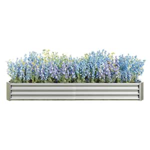 Large 92 in. L Silver Metal Rectangular Outdoor Raised Garden Bed Vegetables Flowers Planter Bed (1-Pack)