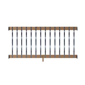 6 ft. Walnut-Tone Southern Yellow Pine Rail Kit with Aluminum Contour Balusters