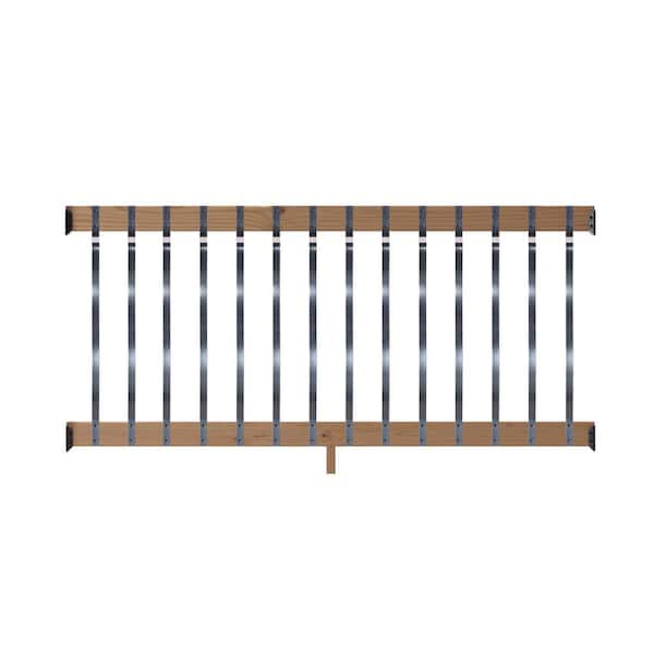 ProWood 6 ft. Walnut-Tone Southern Yellow Pine Rail Kit with Aluminum Contour Balusters