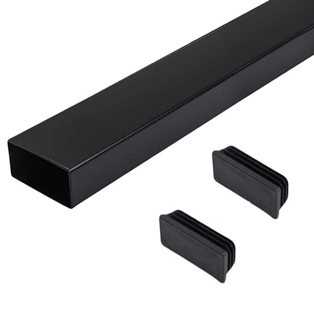 Afoxsos 0.37 in. Black Stainless Steel Rectangular Handrail with End ...