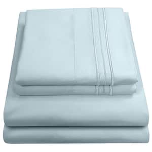 1800 Series 4-Piece Aqua Solid Color Microfiber RV Short Queen Sheet Set