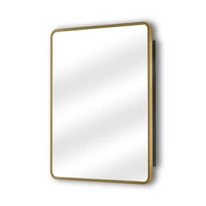 20 in. W x 28 in. H Medium Rectangular Gold Aluminum Alloy Framed Recessed/Surface Mount Medicine Cabinet with Mirror