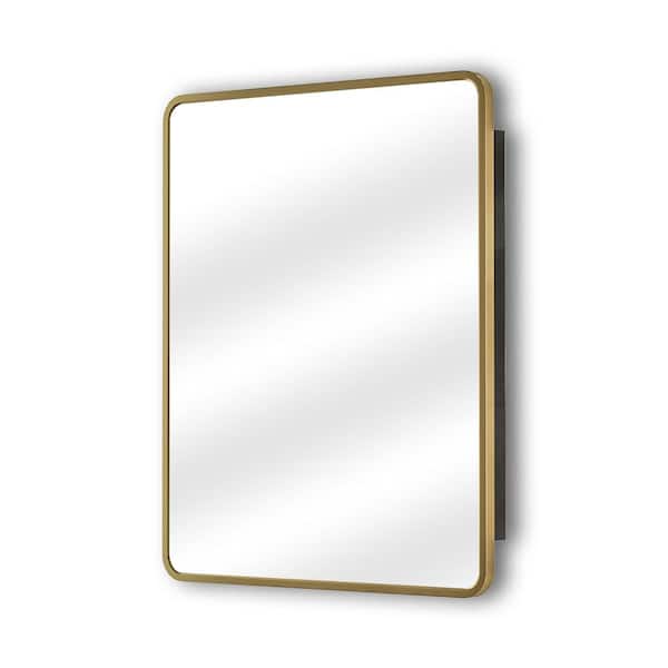 Aosspy 20 in. W x 28 in. H Medium Rectangular Gold Aluminum Alloy Framed Recessed/Surface Mount Medicine Cabinet with Mirror