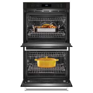 30 in Double Electric Wall Oven with True Convection Self-Cleaning in Black Stainless Steel with PrintShield Finish