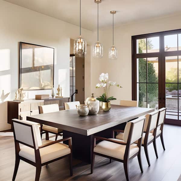 Modern Farmhouse 1-light Dark Gold Pendant Light, Water Glass Shade Hanging Light, Mini Chandelier for Dining Room