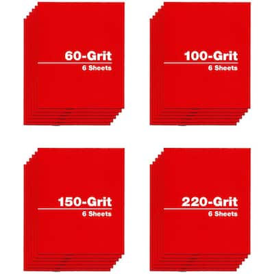 4.5 in. x 5.5 in. - Assortment (60, 100, 150, and 220 Grit) (24-Pack)