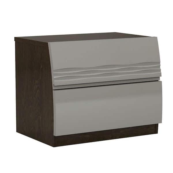Benjara 21 in. 2-Drawer Gray and Brown Wooden Nightstand