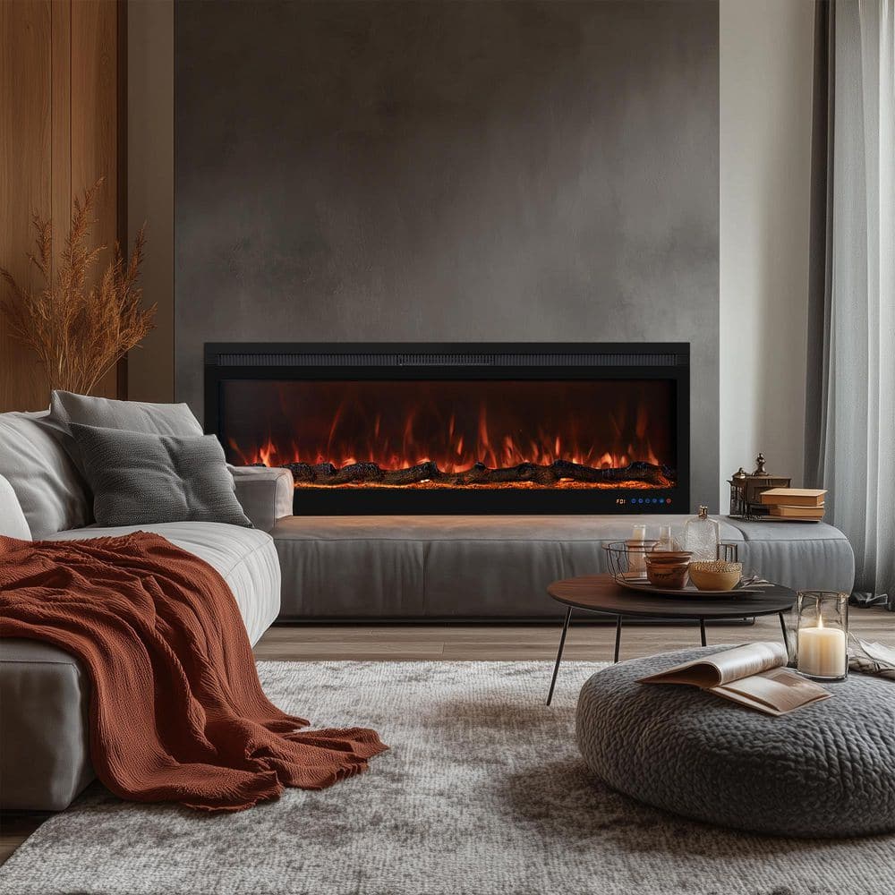 Delandgrand 50 in. Electric Fireplace Insert,Recessed, Wall