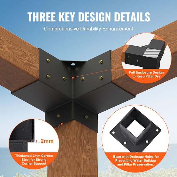 4x4 Steel Pegola Backet Kit Ight Angle Cone Backet With