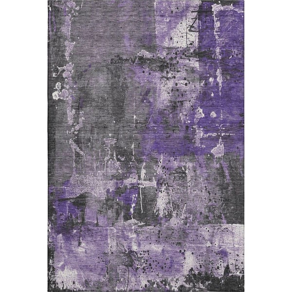 Mayfield Premium Machine Washable Abstract AMF1839 Purple 3 ft. x 4 ft. Area Rug