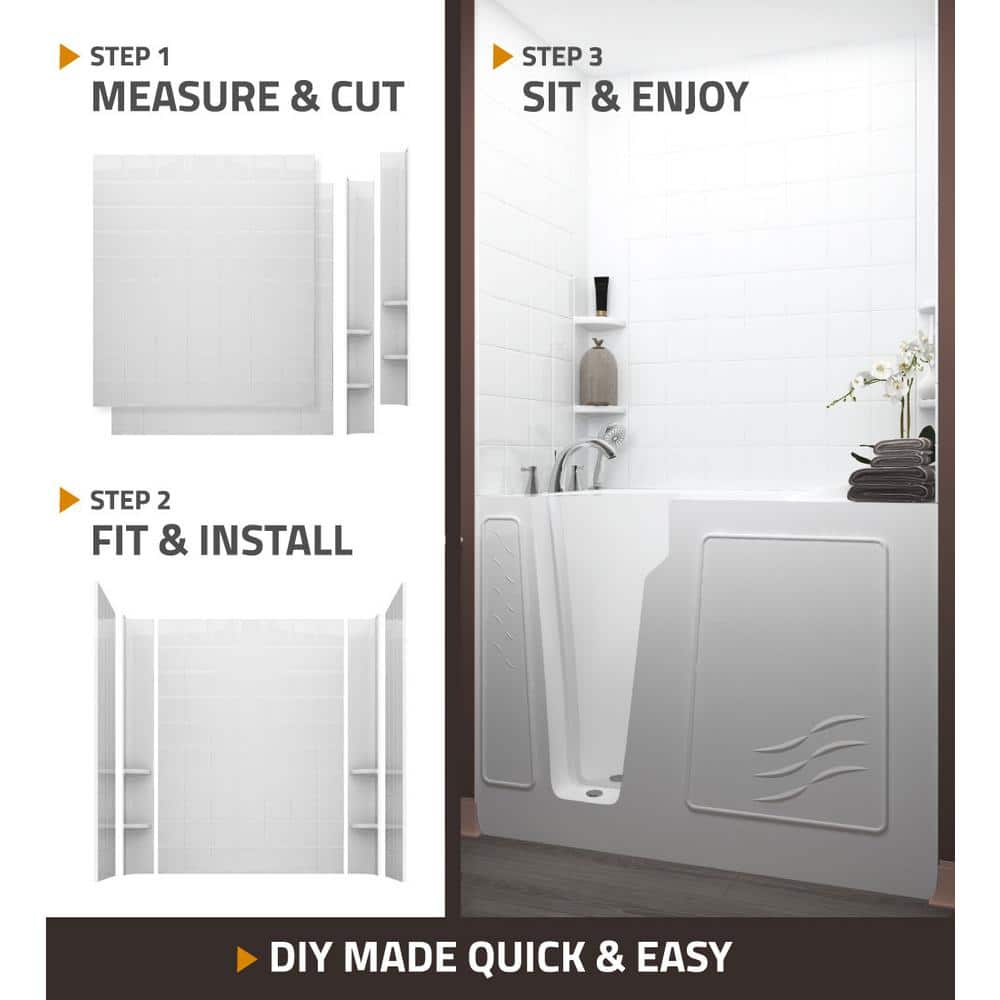 HandiTub 60'' x 30'' White Fiberglass Walk-In Bathtub with Faucet