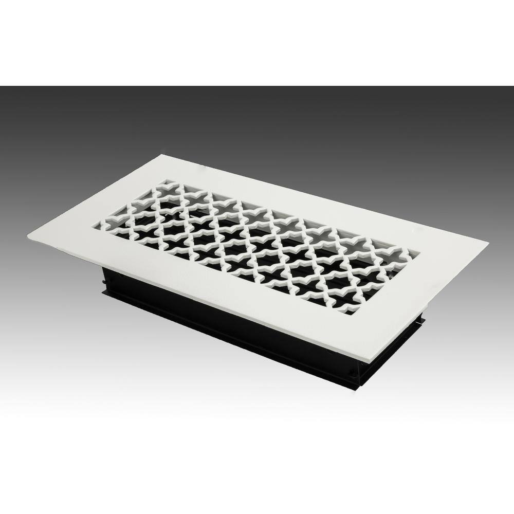 SteelCrest Victorian 10 in. x 4 in. White Powder Coat Steel Floor Vent ...
