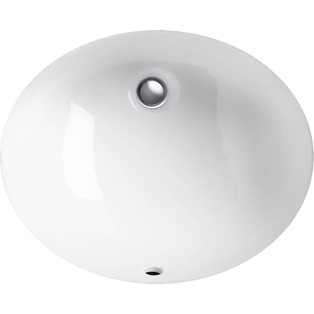 White Ceramic Oval Undermount Bathroom Sink